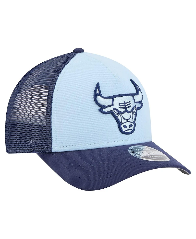 New Era Big Boys and Girls Light Blue Chicago Bulls Colorpack A-Frame 9FORTY Trucker Adjustable Hat