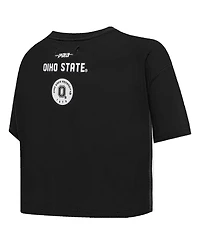 Pro Standard Women's Black Ohio State Buckeyes Rhinestone Boxy Cropped T-Shirt