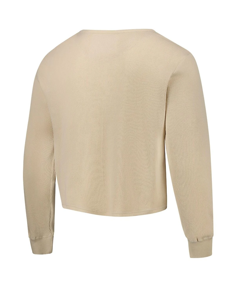 Sportiqe Men's and Women's Cream Los Angeles Lakers High Country Collection Cullen Waffle Knit Long Sleeve T-Shirt