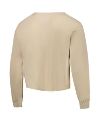 Sportiqe Men's and Women's Cream Los Angeles Lakers High Country Collection Cullen Waffle Knit Long Sleeve T-Shirt