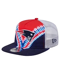 New Era Men's Red/Navy New England Patriots Throwback Dye Golfer Snapback Hat