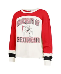 '47 Brand Women's Cream Georgia Bulldogs Double Header Curve Raglan Long Sleeve T-Shirt