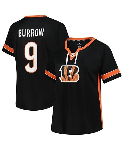 Fanatics Women's Joe Burrow Black Cincinnati Bengals Plus Name Number Lace-Up T-Shirt