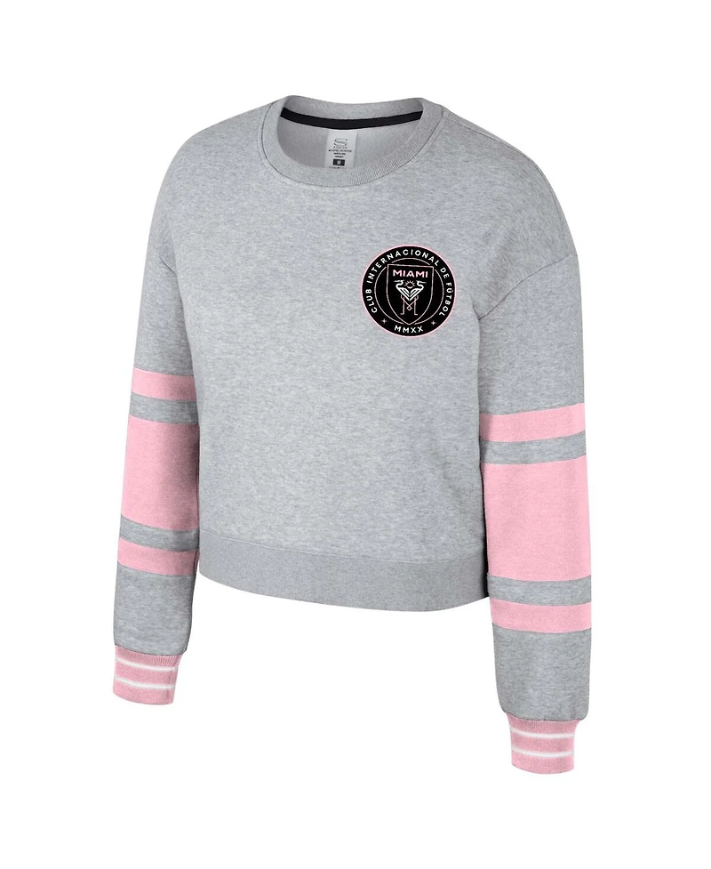 Stadium Essentials Women's Heather Gray Inter Miami Cf Scrimmage Cropped Pullover Sweatshirt