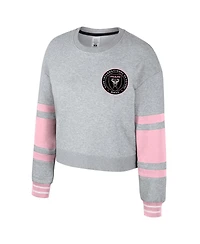 Stadium Essentials Women's Heather Gray Inter Miami Cf Scrimmage Cropped Pullover Sweatshirt