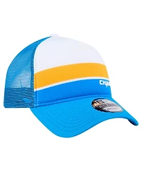 New Era Big Boys and Girls Powder Blue Los Angeles Chargers Sport Night Color Block 9FORTY A-Frame Trucker Adjustable Hat