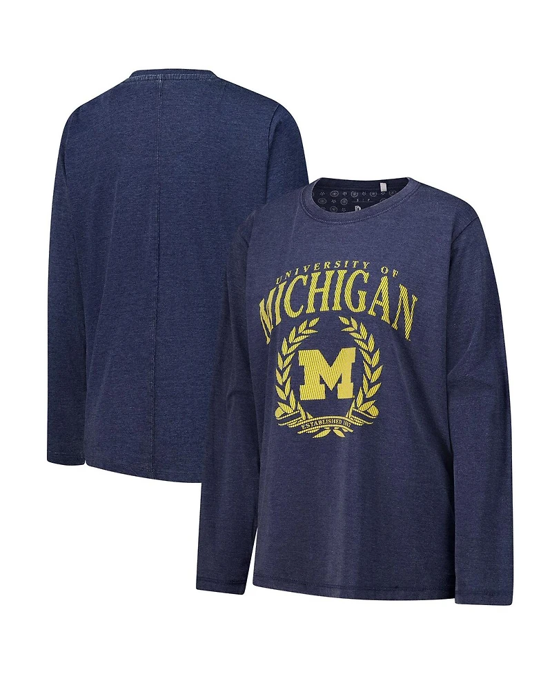 Pressbox Women's Navy Michigan Wolverines Chandler Olive Leaf Arch Long Sleeve T-Shirt