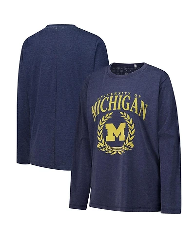Pressbox Women's Navy Michigan Wolverines Chandler Olive Leaf Arch Long Sleeve T-Shirt