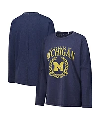 Pressbox Women's Navy Michigan Wolverines Chandler Olive Leaf Arch Long Sleeve T-Shirt