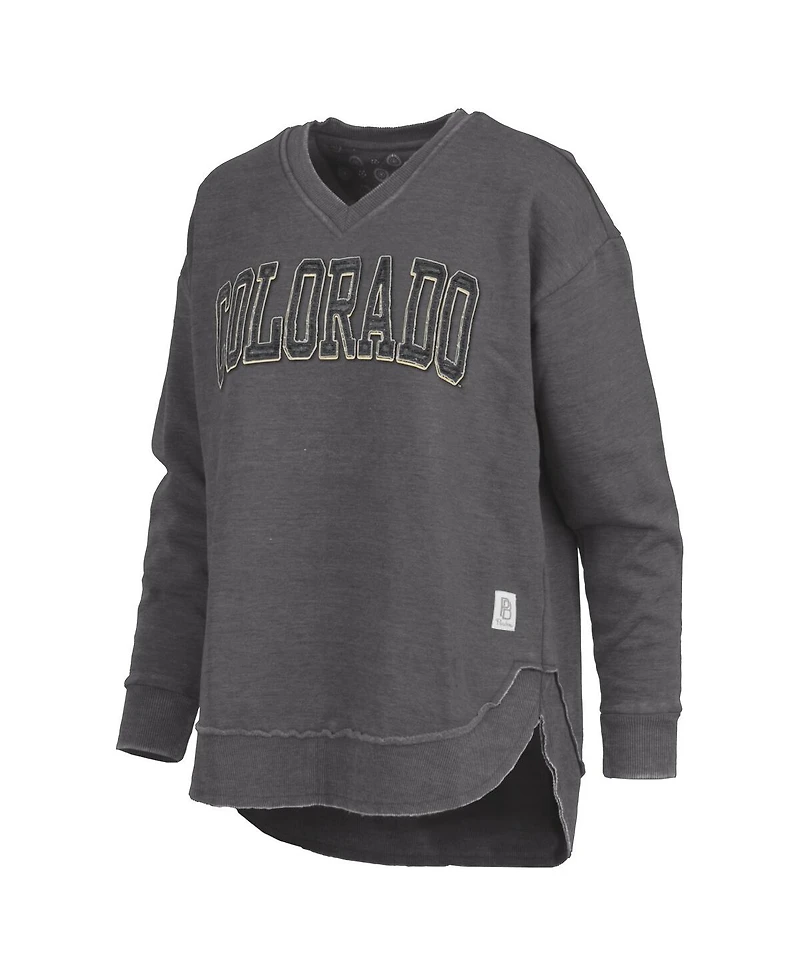 Pressbox Women's Black Colorado Buffaloes Westin Poncho V-Neck Pullover Sweatshirt