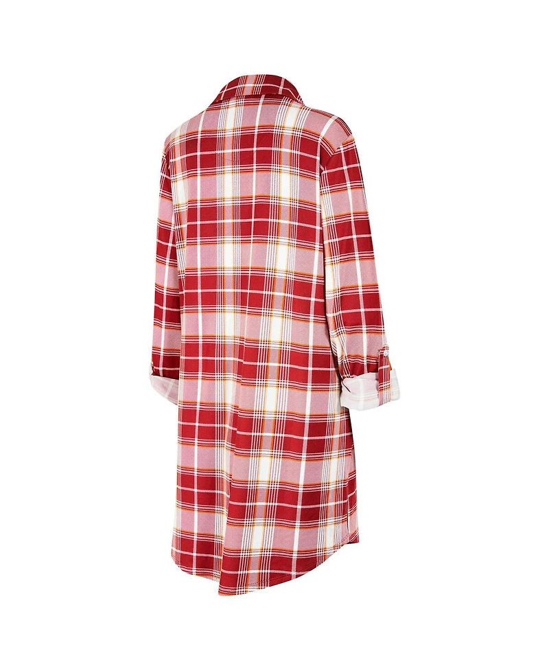 Concepts Sport Women's Burgundy Washington Commanders Ashford Plaid Knit Nightshirt