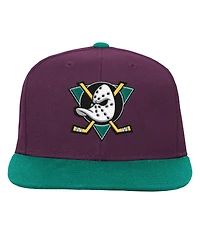 Mitchell & Ness Big Boys and Girls Maroon/Green Anaheim Ducks Core Team Two-Tone Snapback Hat