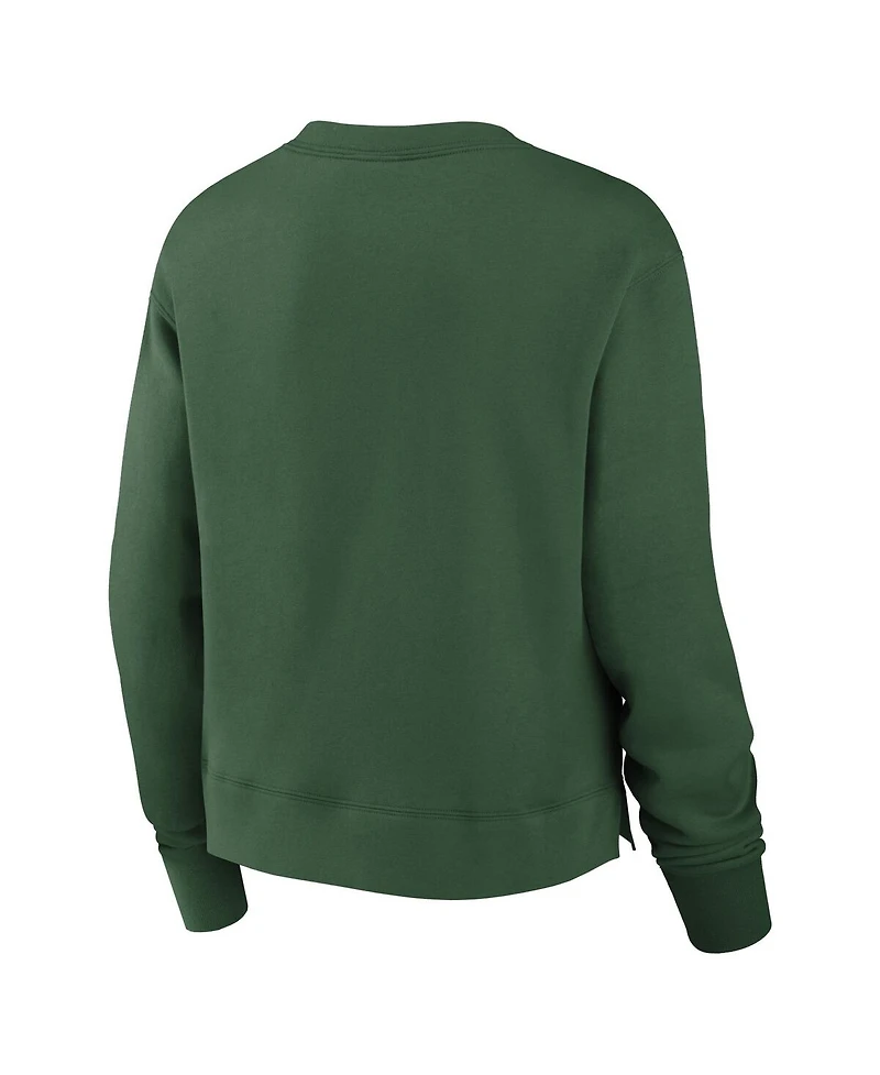 Nike Women's Green New York Jets High Hip Fleece Pullover Sweatshirt