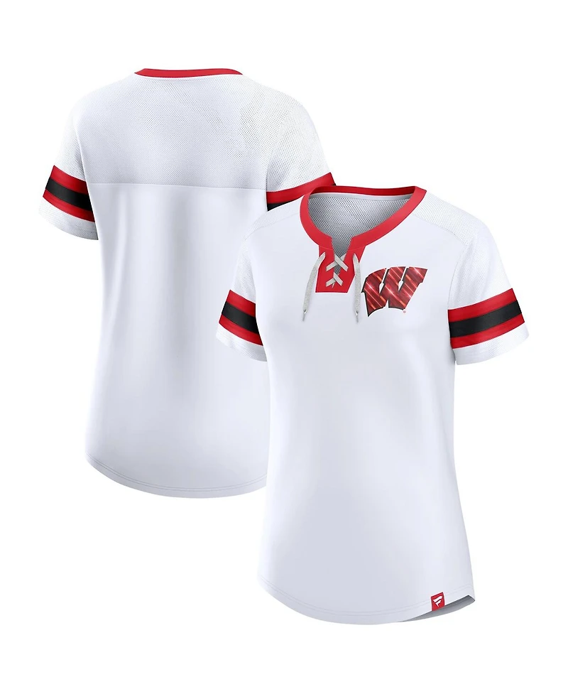 Fanatics Women's White Wisconsin Badgers Iconic Athena T-Shirt