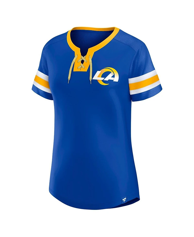 Fanatics Women's Royal Los Angeles Rams Lace-Up Bling T-Shirt