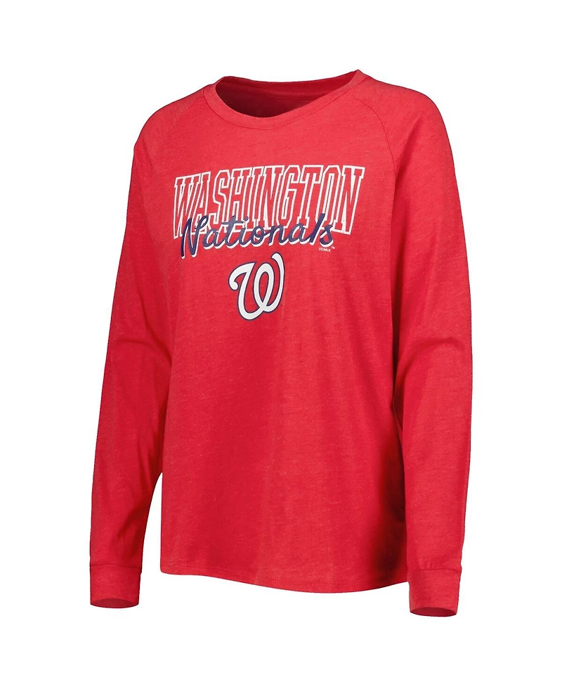 Concepts Sport Women's 2-Pack Heather Red Washington Nationals Meter Knit Raglan Long Sleeve Top Shorts and Sleep Set
