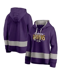 Fanatics Women's Purple/Gray Baltimore Ravens Huddle Up Fundamental Fleece Color Block Pullover Hoodie