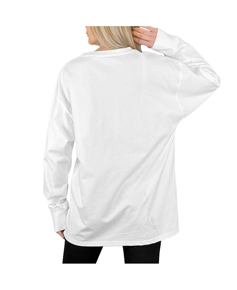 Gameday Couture Women's White Michigan Wolverines Mind Games Oversized Long Sleeve T-Shirt