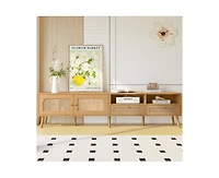 Casainc Modern Storage Cabinet Farmhouse Tv Stand with Solid Wood Legs