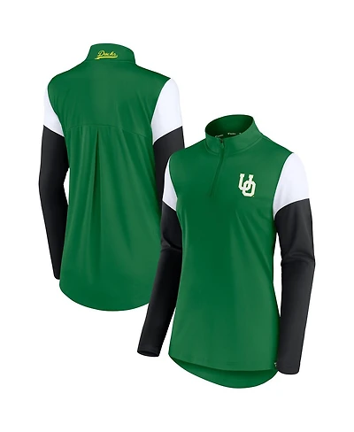 Fanatics Women's Green Oregon Ducks Block Party Quarter-Zip Top