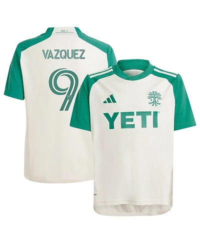 Adidas Big Boys and Girls Brandon Vazquez Tan Austin Fc 2024 The Armadillo Kit Replica Player Jersey