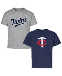 Soft As A Grape Big Boys and Girls 2-Pack Navy/Gray Minnesota Twins T-Shirt Set