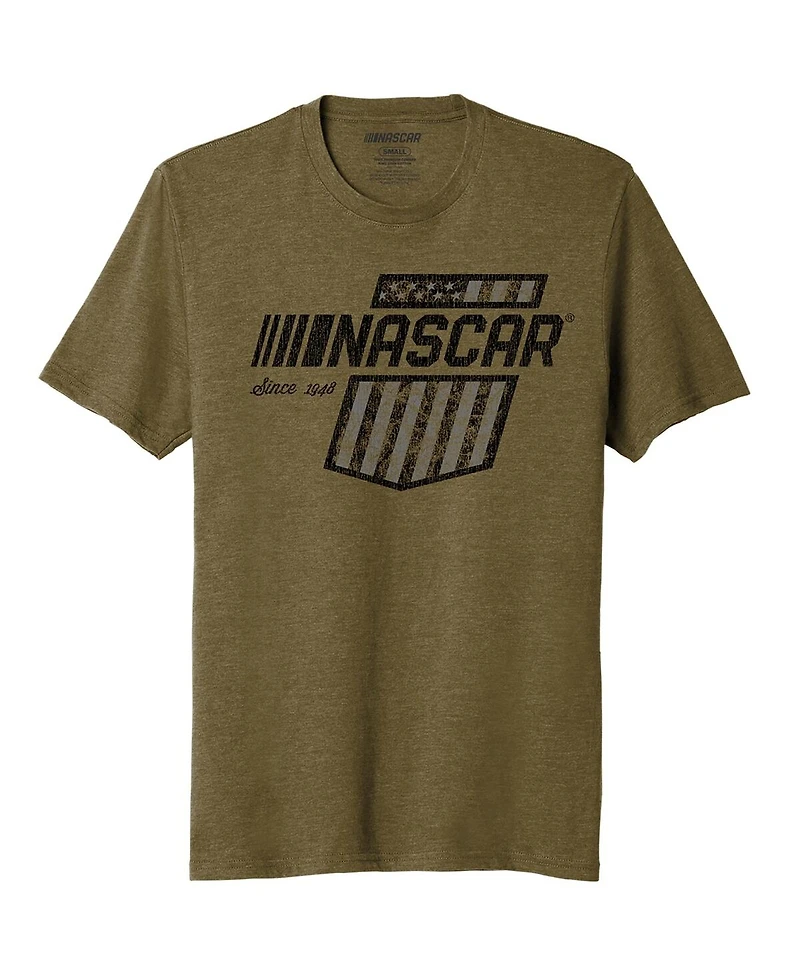 Nascar Men's Heather Green Flag T-Shirt
