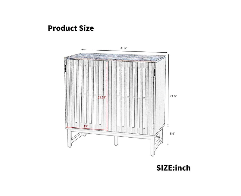 Casainc Storage Cabinet with Slatted Grille Striped Door