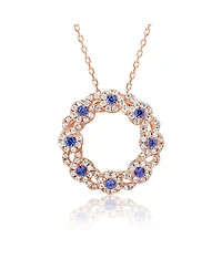 Suzy Levian Sterling Silver Sapphire & Created White Sapphire Crossing Circle Necklace