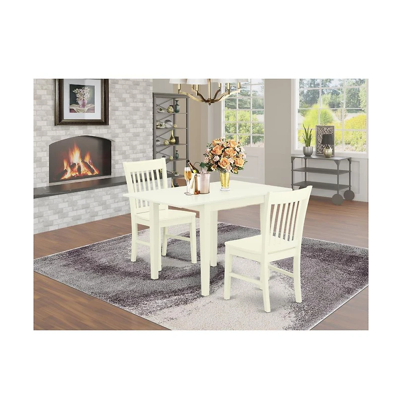 East West Furniture Dining Room Set Linen White