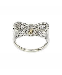 Suzy Levian Sterling Silver Sapphire & Created White Pave Puff Bow Band Ring