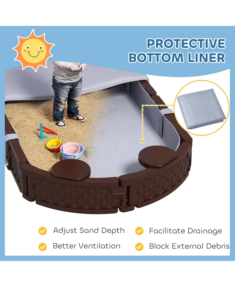 Qaba Oval Kids box with Cover, 4 Seats, Bottom Liner,