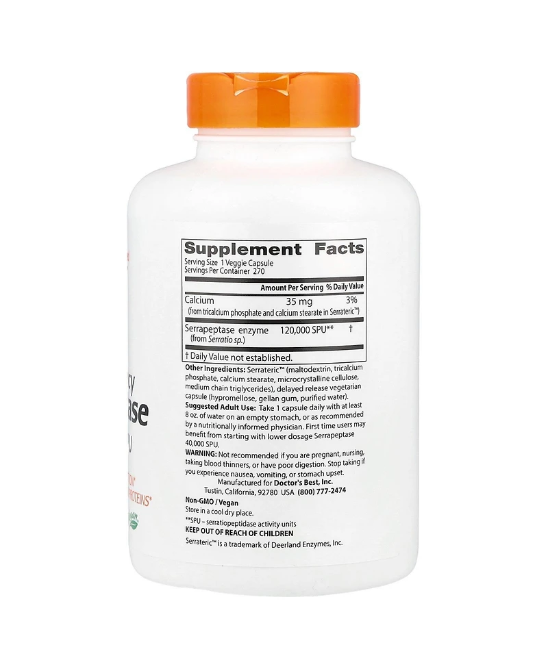 Doctor's Best High Potency Serrapeptase 120 000 Spu
