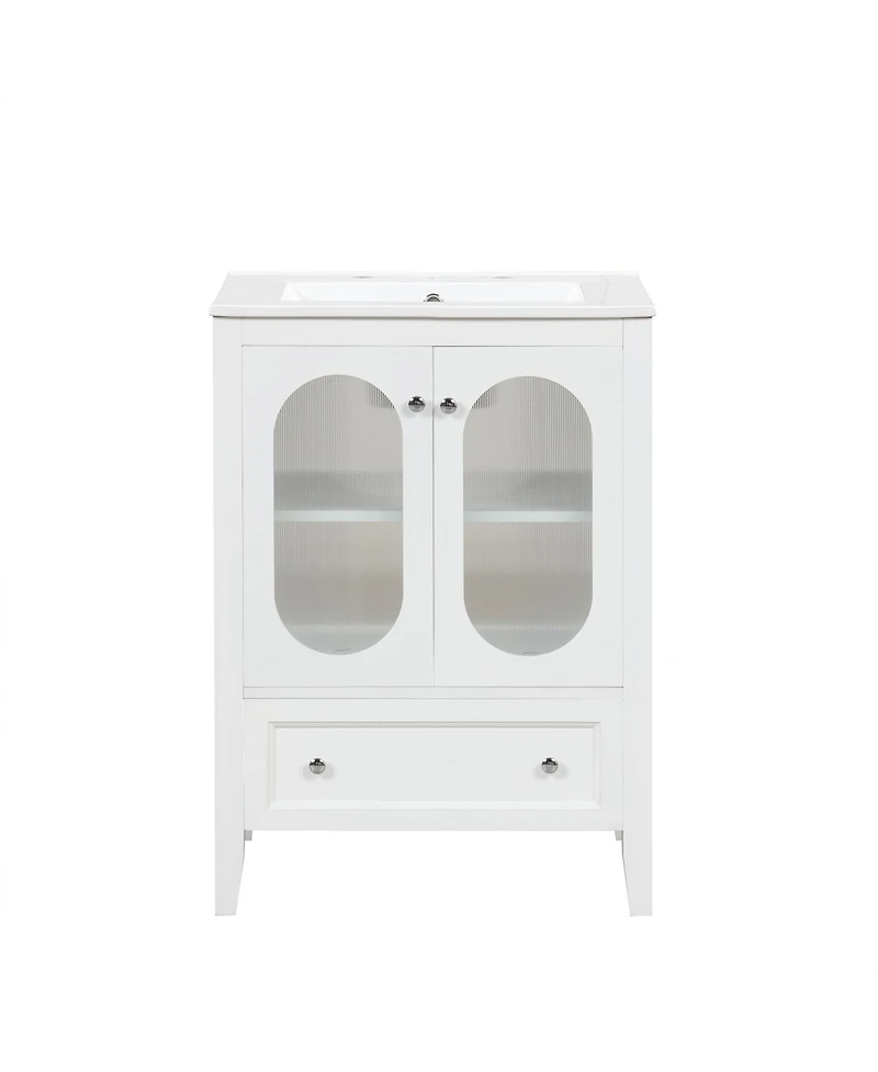 Casainc 24" Bathroom Vanity with Sink, Cabinet with One Drawer and Doors, Adjustable Shelf, Solid Wood and Mdf