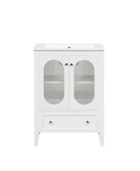 Casainc 24" Bathroom Vanity with Sink, Cabinet with One Drawer and Doors, Adjustable Shelf, Solid Wood and Mdf
