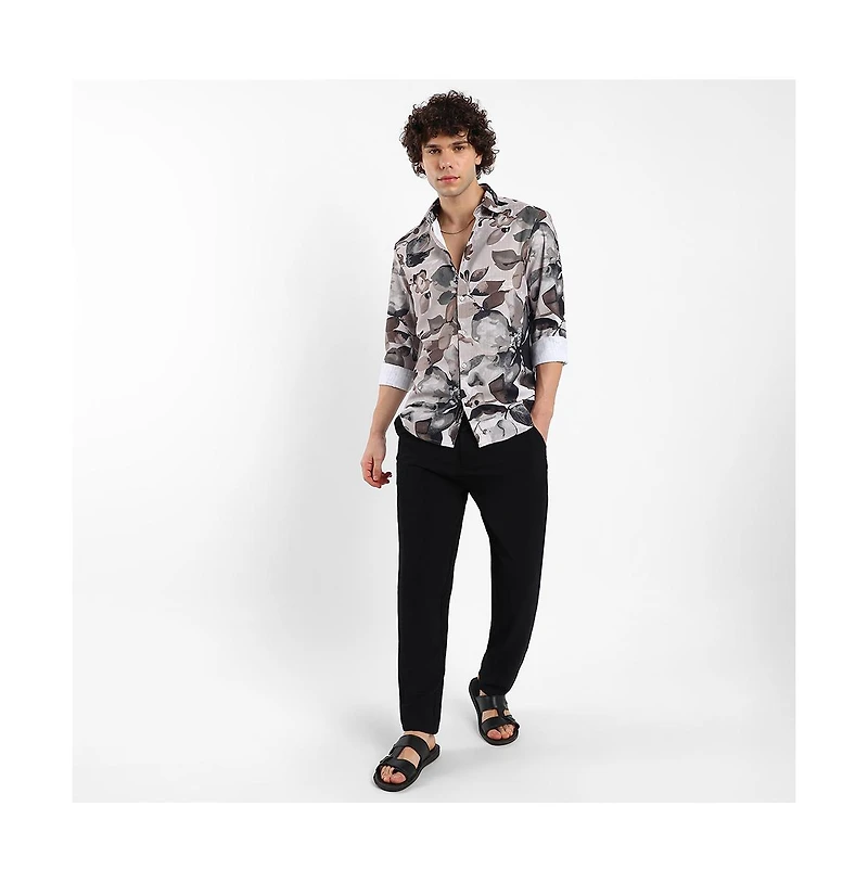 Campus Sutra Artistic Foliage Shirt