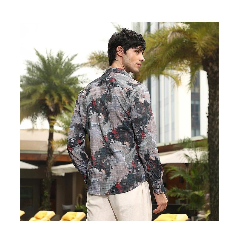 Campus Sutra Men's Artistic-Blur Shirt