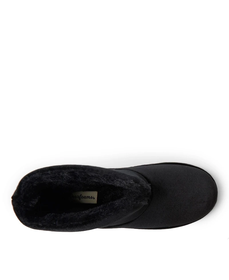 Dearfoams Women's Sara Shiny Velour Bootie House Slipper Boot