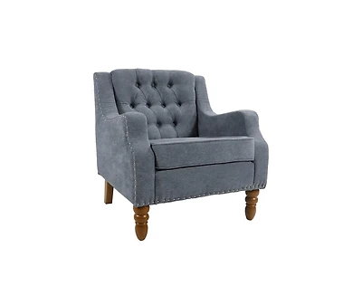 Casainc Footrest Chair Set with Vintage Brass Studs, Button Tufted Upholstered Armchair
