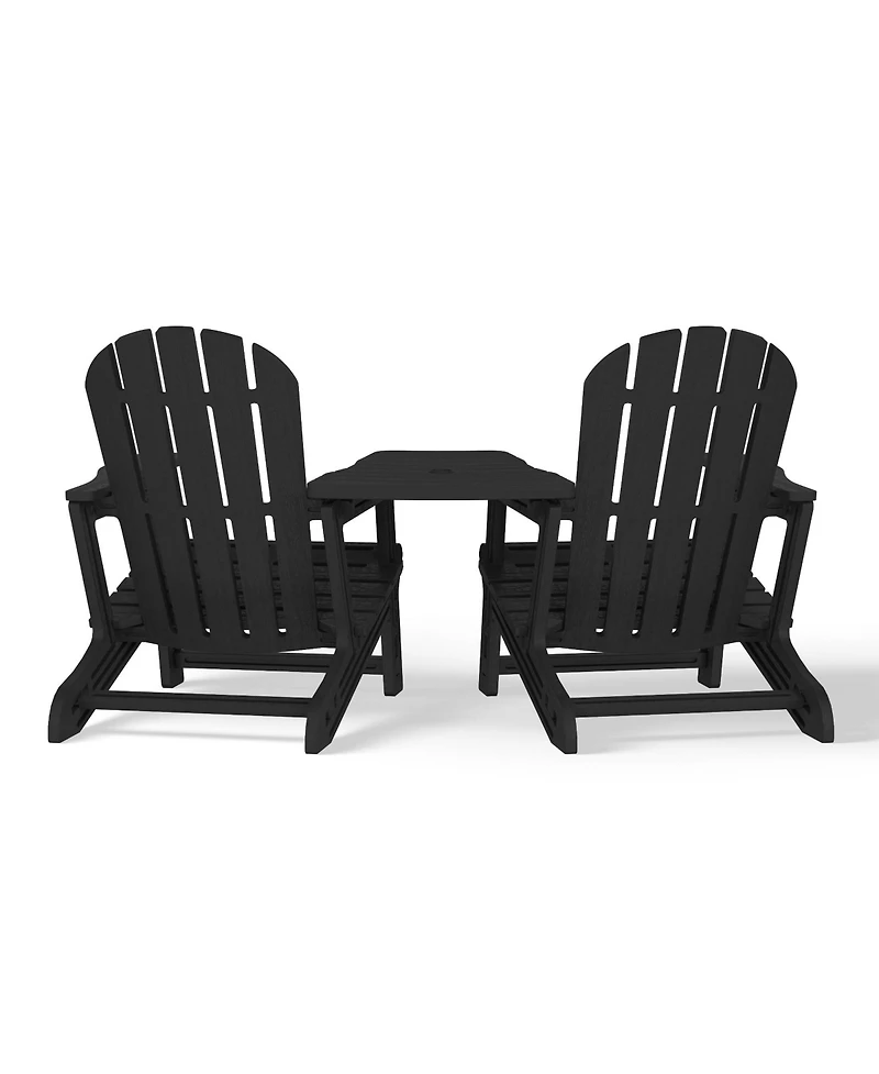 Outdoor Hdpe Adirondack Chairs With Connecting Table Tray (Set of 2)