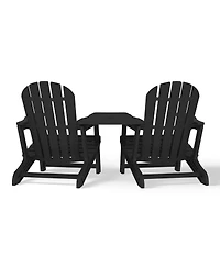 Outdoor Hdpe Adirondack Chairs With Connecting Table Tray (Set of 2)