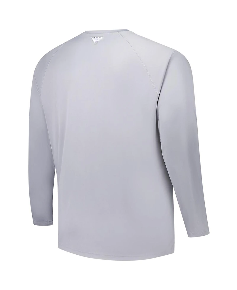 Columbia Men's Gray Dallas Cowboys Big & Tall Terminal Tackle Omni-Shade Raglan Long Sleeve T-Shirt