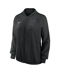 Nike Women's Black Miami Marlins Authentic Collection Team Raglan Performance Full-Zip Jacket