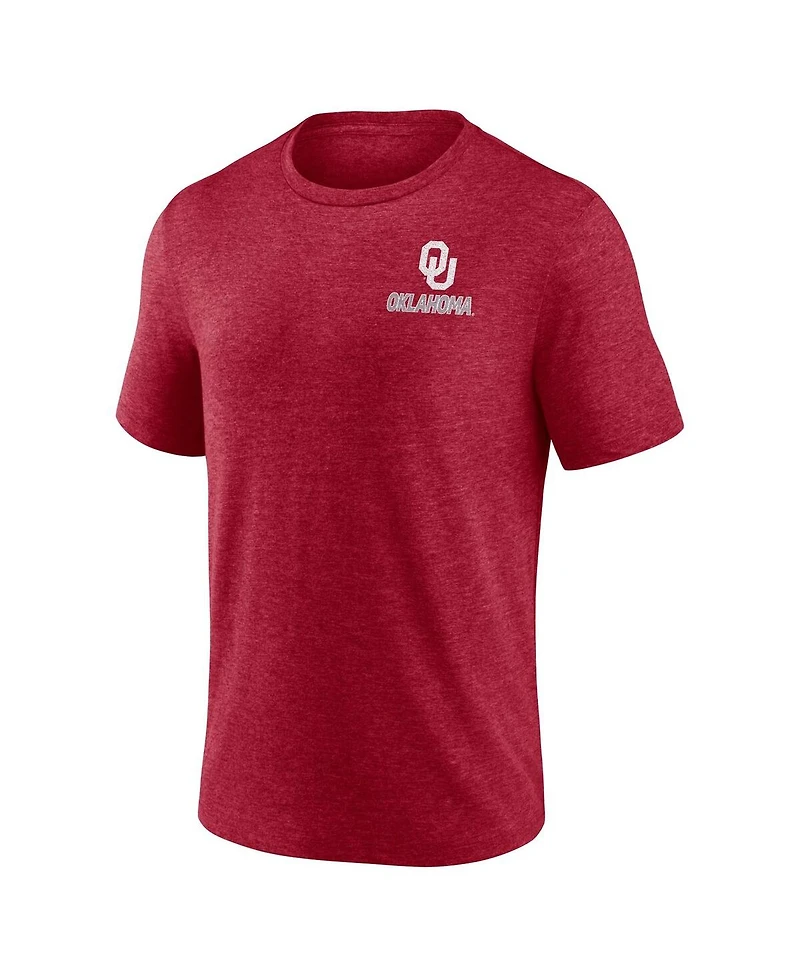 Fanatics Men's Heather Crimson Oklahoma Sooners Ideal Faded Tri-Blend T-Shirt