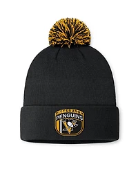 Fanatics Men's Black Pittsburgh Penguins 2024 Nhl Draft Cuffed Pom with Knit Hat