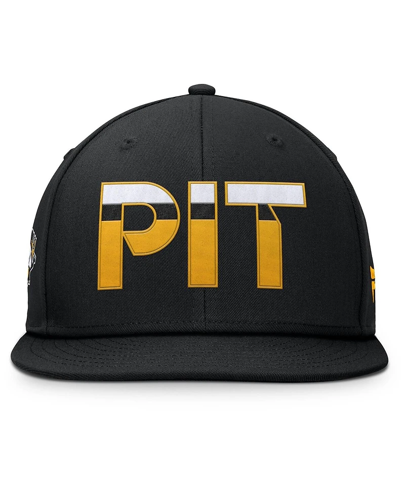 Fanatics Men's Black Pittsburgh Penguins Authentic Pro Rink Snapback Hat