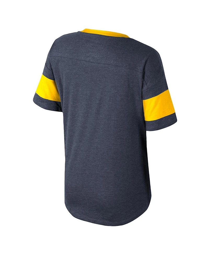 Colosseum Big Girls Navy Michigan Wolverines Frontier Tie Front T-Shirt