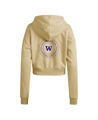 Adidas Women's Gold Washington Huskies Campus Queen Cropped Pullover Hoodie