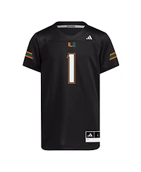 Adidas Big Boys and Girls 1 Black Miami Hurricanes Replica Jersey
