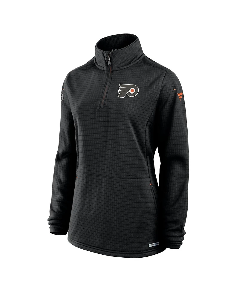 Fanatics Women's Black Philadelphia Flyers Authentic Pro Rink Lightweight Quarter-Zip Pullover Sweatshirt